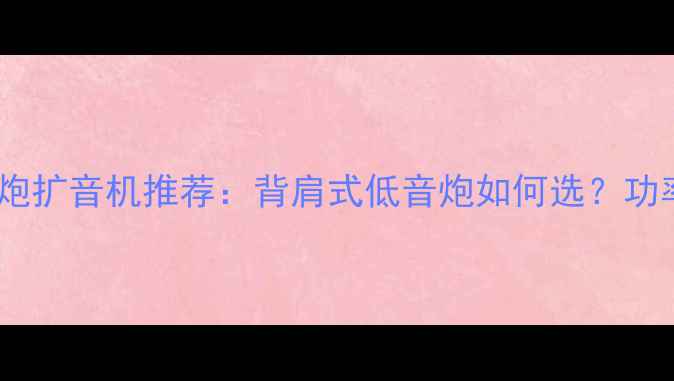 图片 家用户外低音炮扩音机推荐：背肩式低音炮如何选？功率防水等级全2