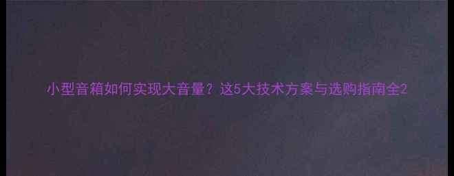 图片 小型音箱如何实现大音量？这5大技术方案与选购指南全2