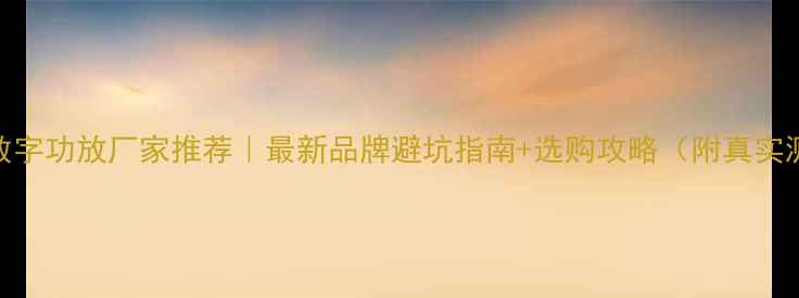 图片 广州数字功放厂家推荐｜最新品牌避坑指南+选购攻略（附真实测评）