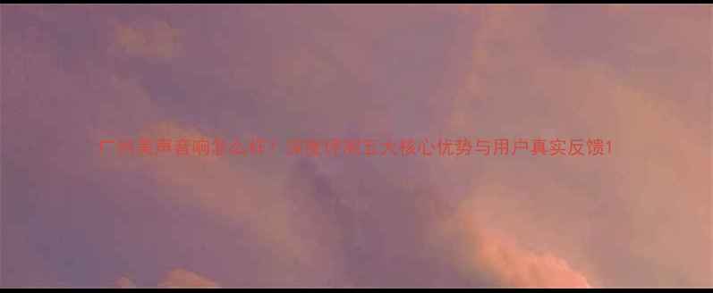 图片 广州美声音响怎么样？深度评测五大核心优势与用户真实反馈1