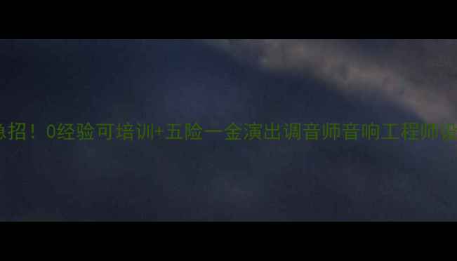 图片 广州舞台音响高薪急招！0经验可培训+五险一金演出调音师音响工程师设备维护专员招募中2