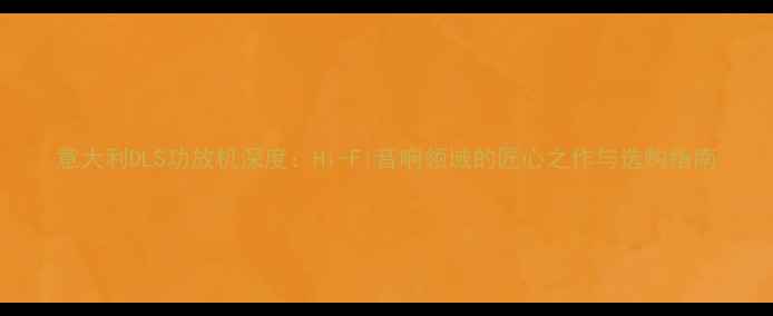 图片 意大利DLS功放机深度：Hi-Fi音响领域的匠心之作与选购指南