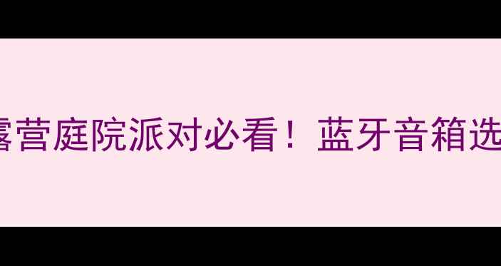 图片 户外音响升级全攻略｜露营庭院派对必看！蓝牙音箱选购+设备改造技巧大公开