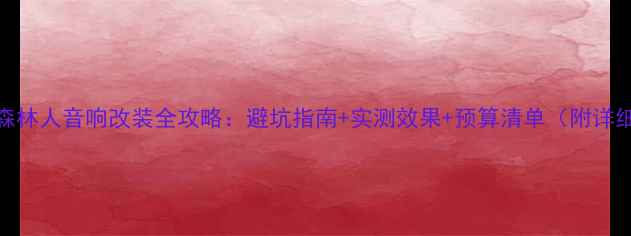 图片 斯巴鲁森林人音响改装全攻略：避坑指南+实测效果+预算清单（附详细清单）