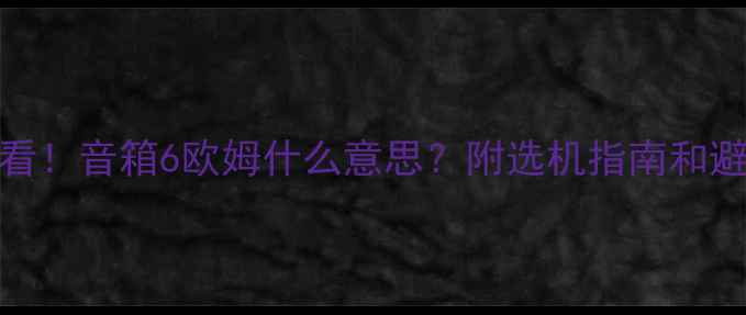 图片 新手必看！音箱6欧姆什么意思？附选机指南和避坑干货