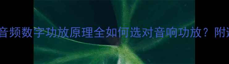 图片 新手必看！音频数字功放原理全如何选对音响功放？附避坑指南🎵2