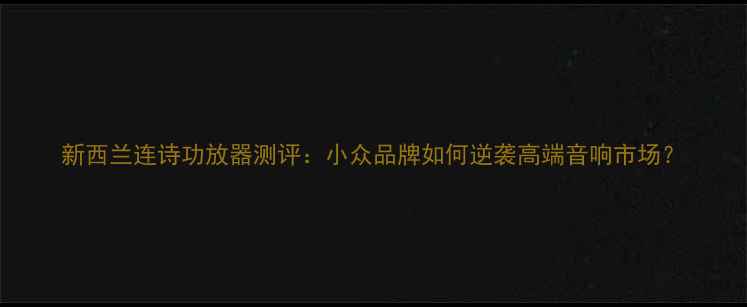 图片 新西兰连诗功放器测评：小众品牌如何逆袭高端音响市场？