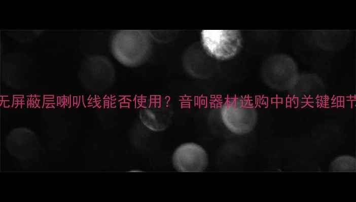 图片 无屏蔽层喇叭线能否使用？音响器材选购中的关键细节