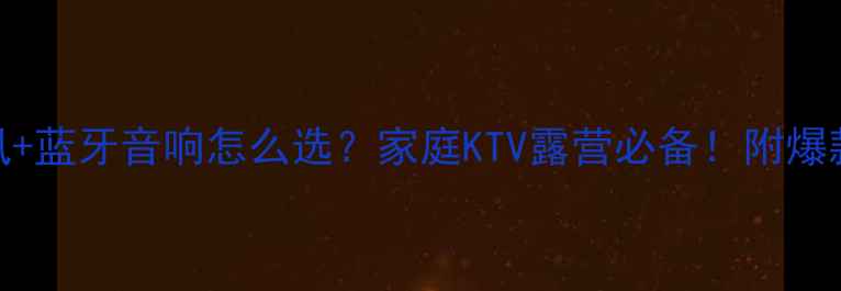 图片 无线麦克风+蓝牙音响怎么选？家庭KTV露营必备！附爆款器材测评