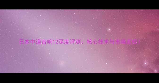 图片 日本中道音响12深度评测：核心技术与市场定位1