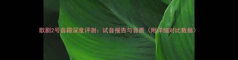 图片 歌剧2号音箱深度评测：试音报告与音质（附详细对比数据）
