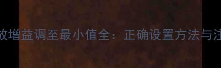图片 汽车功放增益调至最小值全：正确设置方法与注意事项
