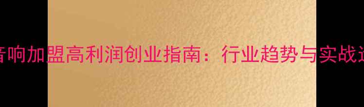 图片 汽车音响加盟高利润创业指南：行业趋势与实战运营全