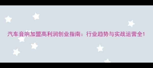 图片 汽车音响加盟高利润创业指南：行业趋势与实战运营全1