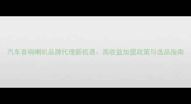 图片 汽车音响喇叭品牌代理新机遇：高收益加盟政策与选品指南