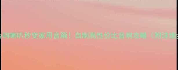 图片 汽车音响喇叭秒变家用音箱！自制高性价比音响攻略（附详细步骤）