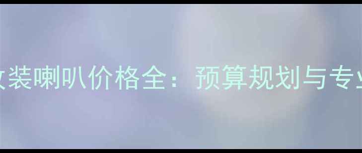 图片 汽车音响改装喇叭价格全：预算规划与专业方案指南