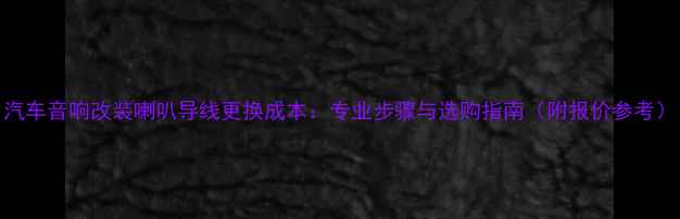 图片 汽车音响改装喇叭导线更换成本：专业步骤与选购指南（附报价参考）