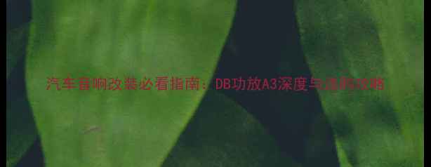 图片 汽车音响改装必看指南：DB功放A3深度与选购攻略