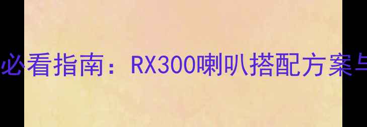 图片 汽车音响改装必看指南：RX300喇叭搭配方案与改装技巧全1