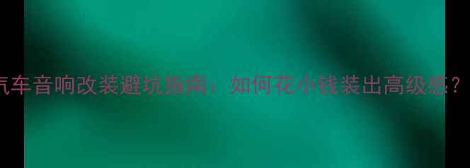 图片 汽车音响改装避坑指南：如何花小钱装出高级感？1