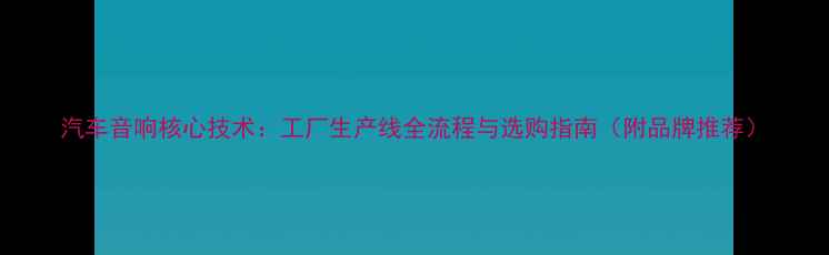 图片 汽车音响核心技术：工厂生产线全流程与选购指南（附品牌推荐）
