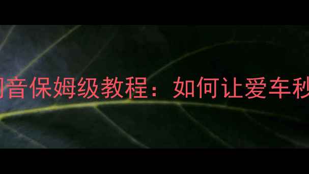 图片 汽车音响超低音调音保姆级教程：如何让爱车秒变移动音乐厅？2