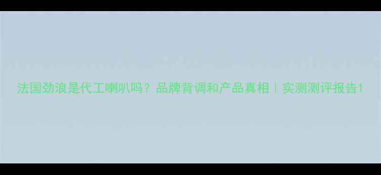 图片 法国劲浪是代工喇叭吗？品牌背调和产品真相｜实测测评报告1