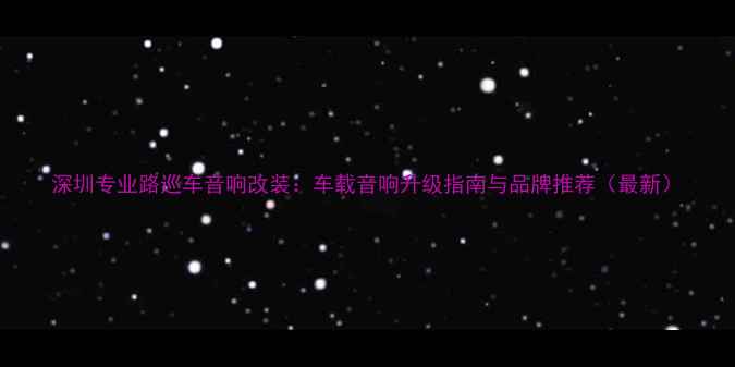 图片 深圳专业路巡车音响改装：车载音响升级指南与品牌推荐（最新）
