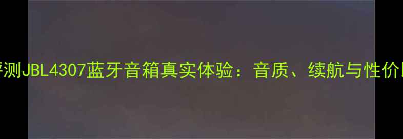 图片 深度评测JBL4307蓝牙音箱真实体验：音质、续航与性价比全面