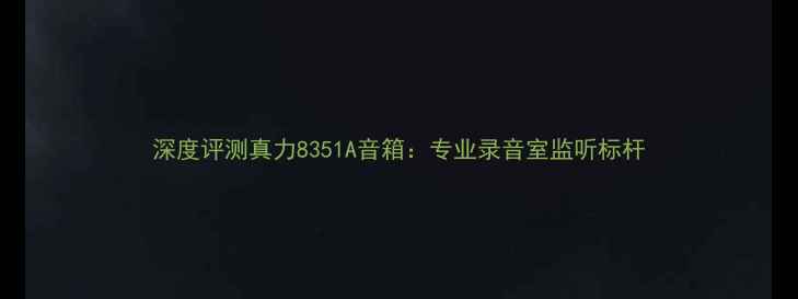 图片 深度评测真力8351A音箱：专业录音室监听标杆