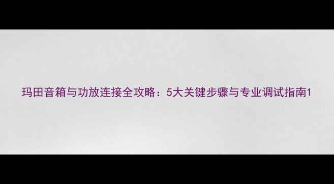 图片 玛田音箱与功放连接全攻略：5大关键步骤与专业调试指南1
