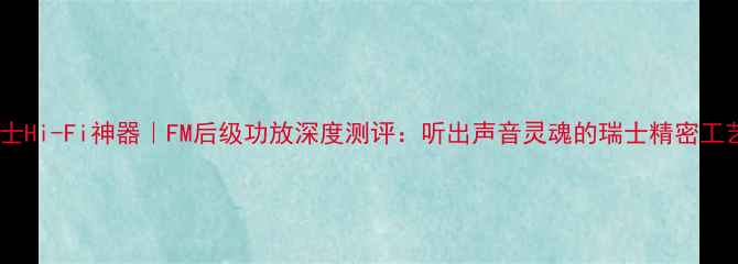 图片 瑞士Hi-Fi神器｜FM后级功放深度测评：听出声音灵魂的瑞士精密工艺1