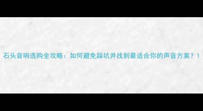 图片 石头音响选购全攻略：如何避免踩坑并找到最适合你的声音方案？1
