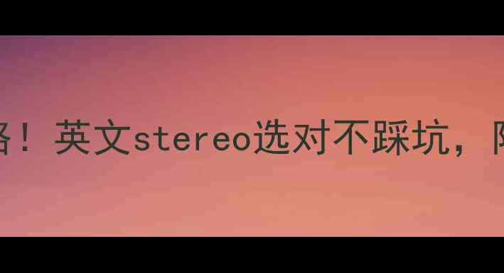 图片 立体声音响全攻略！英文stereo选对不踩坑，附最新避坑指南🎵