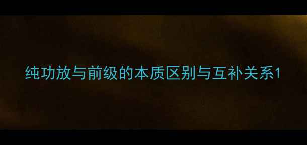 图片 纯功放与前级的本质区别与互补关系1