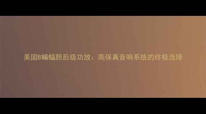 图片 美国B蝙蝠胆后级功放：高保真音响系统的终极选择