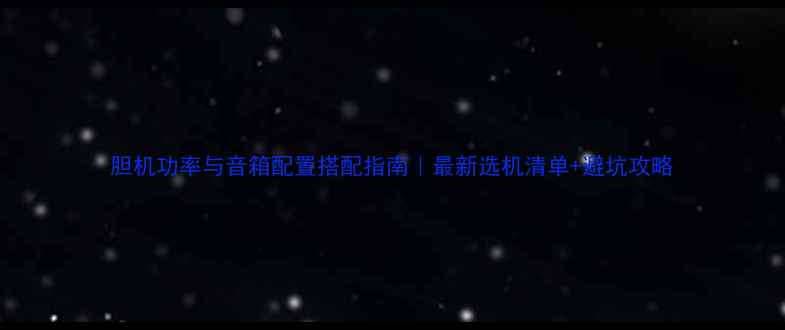 图片 胆机功率与音箱配置搭配指南｜最新选机清单+避坑攻略