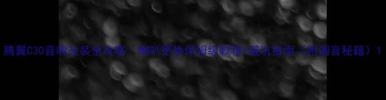 图片 腾翼C30音响改装全攻略｜喇叭更换保姆级教程+避坑指南（附调音秘籍）1