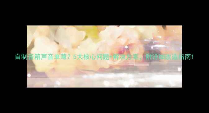 图片 自制音箱声音单薄？5大核心问题+解决方案，附详细改造指南1
