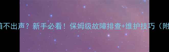 图片 舞台监听音箱不出声？新手必看！保姆级故障排查+维护技巧（附图解教程）1