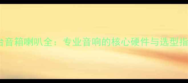 图片 舞台音箱喇叭全：专业音响的核心硬件与选型指南1