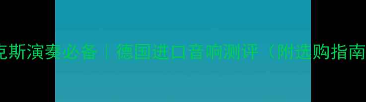 图片 萨克斯演奏必备｜德国进口音响测评（附选购指南）2