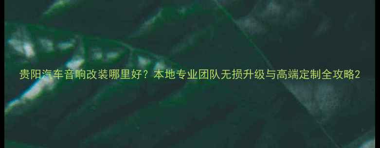 图片 贵阳汽车音响改装哪里好？本地专业团队无损升级与高端定制全攻略2