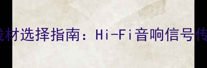图片 超高音音箱专用线材选择指南：Hi-Fi音响信号传输与音质提升全1