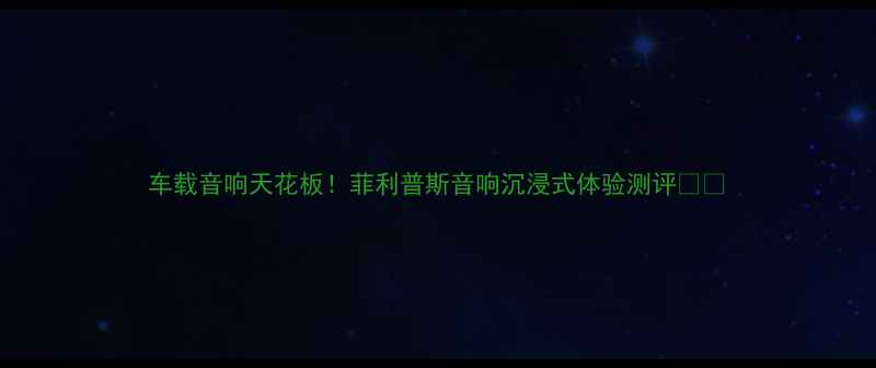 图片 车载音响天花板！菲利普斯音响沉浸式体验测评🚗💥