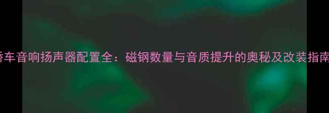 图片 轿车音响扬声器配置全：磁钢数量与音质提升的奥秘及改装指南2