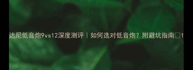 图片 达尼低音炮9vs12深度测评｜如何选对低音炮？附避坑指南🎵1