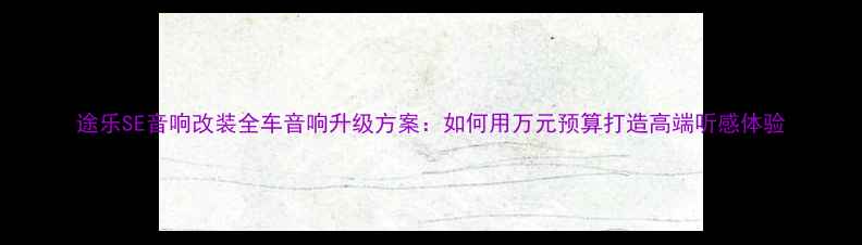图片 途乐SE音响改装全车音响升级方案：如何用万元预算打造高端听感体验