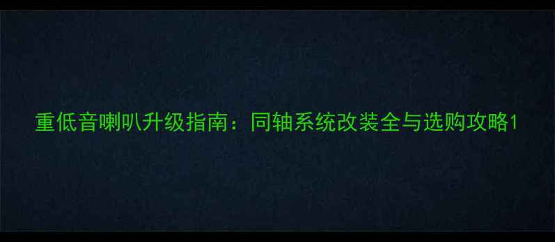 图片 重低音喇叭升级指南：同轴系统改装全与选购攻略1
